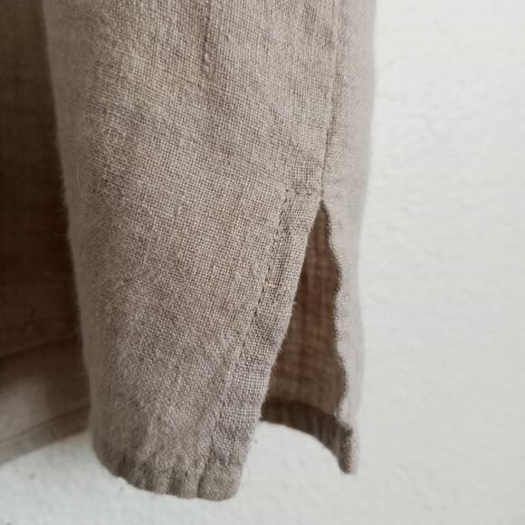 Vintage FLAX Tan 100% Linen Tank Top Sleeveless SZ M Jeanne Engelhart Scoop Neck - Picture 3 of 4